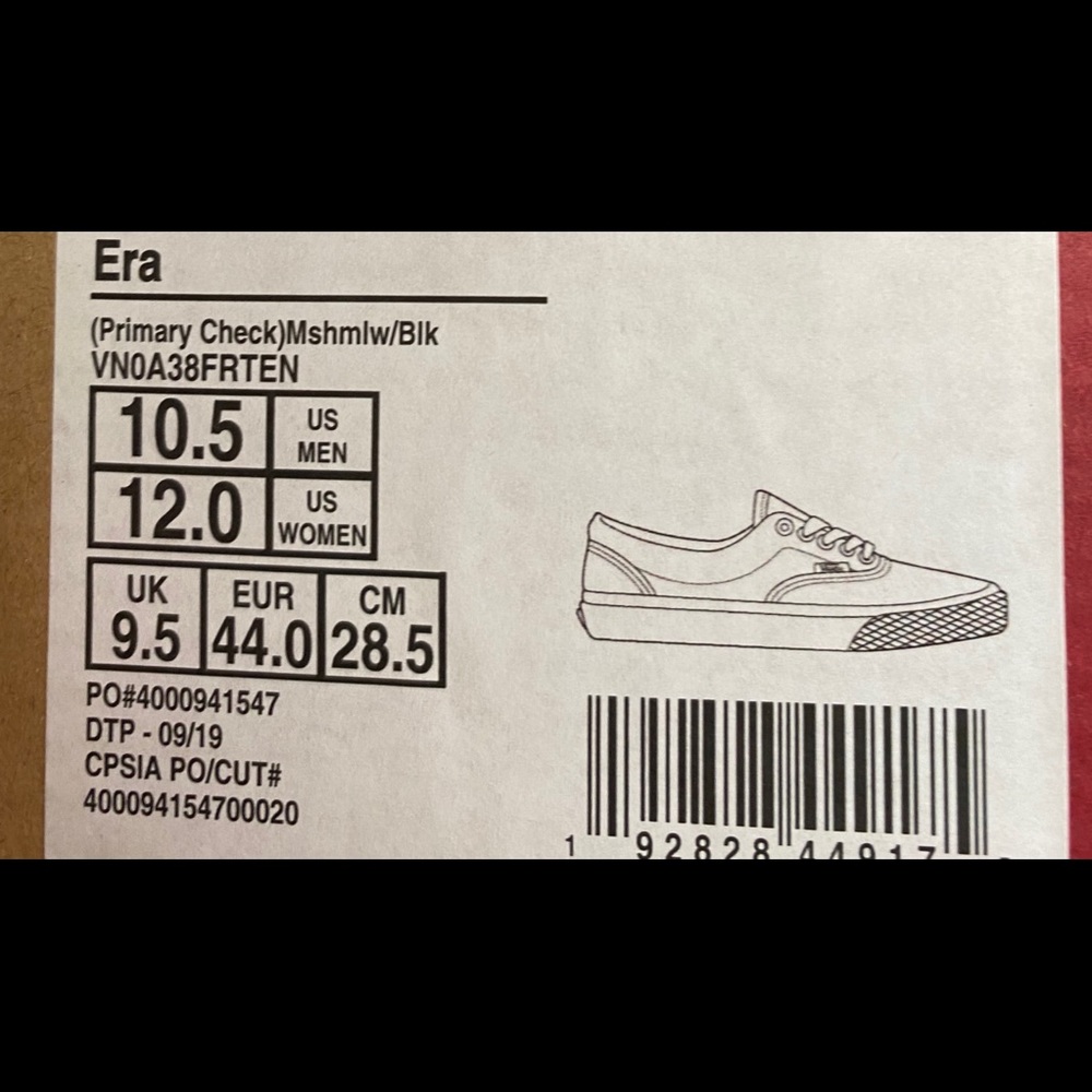 VANS Era Primary Checker Men’s Sneakers Suede - Picture 9 of 9